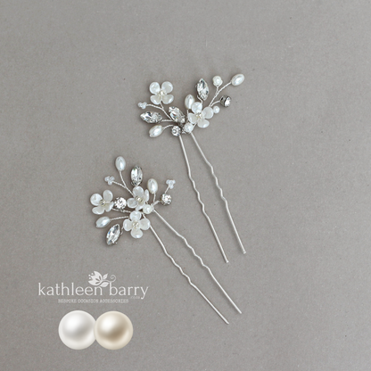 Dainty Bridal Hair Pins – Silver, Gold, or Rose Gold Finish STYLE: Yolanda