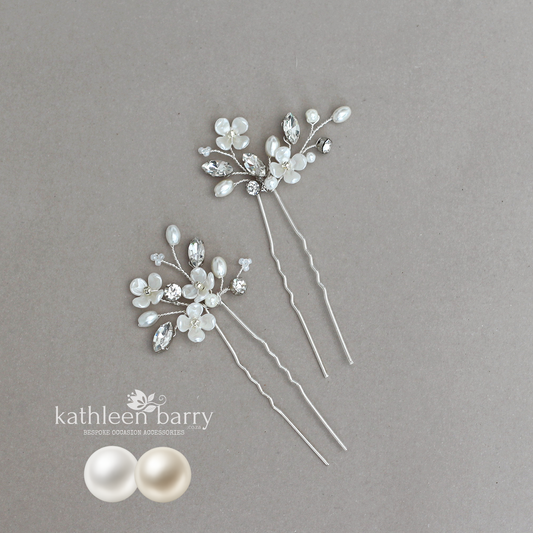 Dainty Bridal Hair Pins – Silver, Gold, or Rose Gold Finish STYLE: Yolanda