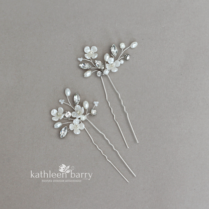 Dainty Bridal Hair Pins – Silver, Gold, or Rose Gold Finish STYLE: Yolanda