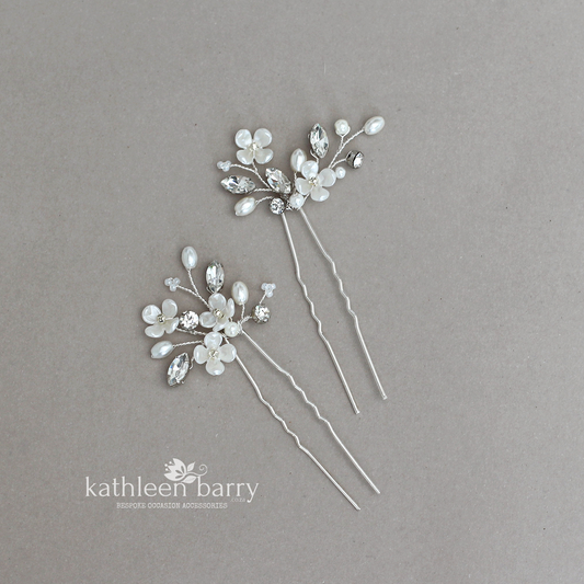 Dainty Bridal Hair Pins – Silver, Gold, or Rose Gold Finish STYLE: Yolanda