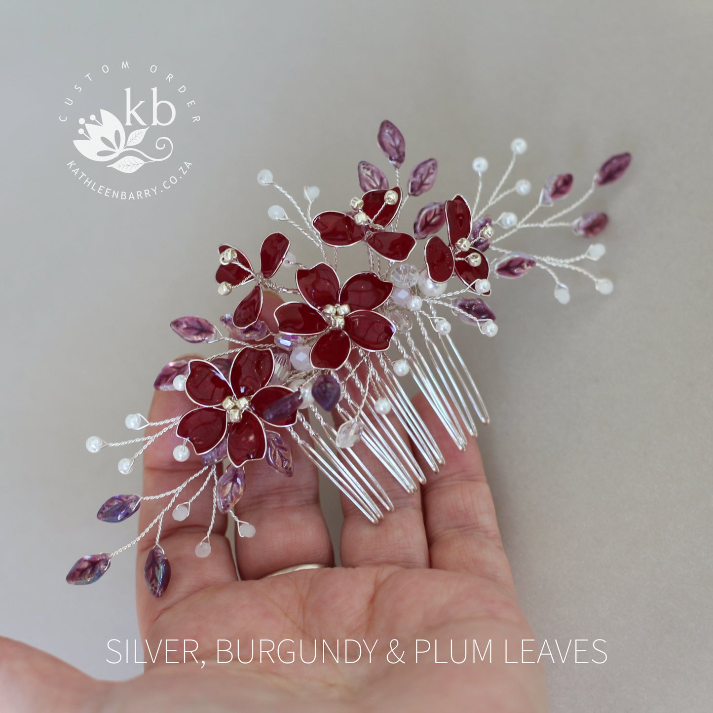 Danielle Statement floral and pearl hairpiece -  custom color options available