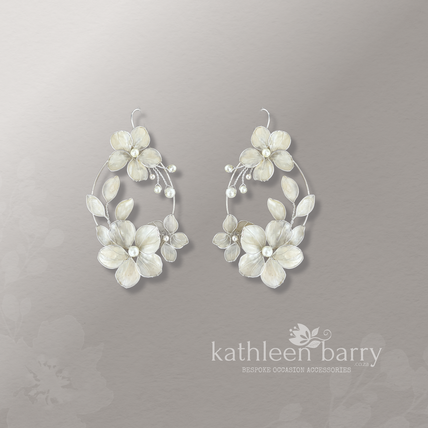 Modern Floral Hoop Earrings – Statement Bridal Wedding Earrings, Lightweight Resin - Custom finishes available