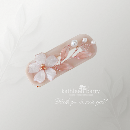Floral Resin Hair Clip – Custom Colour & Finish Options, silver gold or rose gold