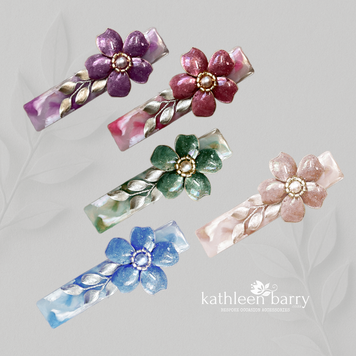 Floral Resin Hair Clip – Custom Colour & Finish Options