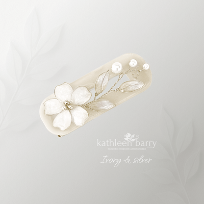 Floral Resin Hair Clip – Custom Colour & Finish Options, silver gold or rose gold
