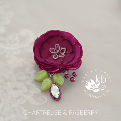 Genevieve fabric flower hair clip - assorted colors available custom colors to order