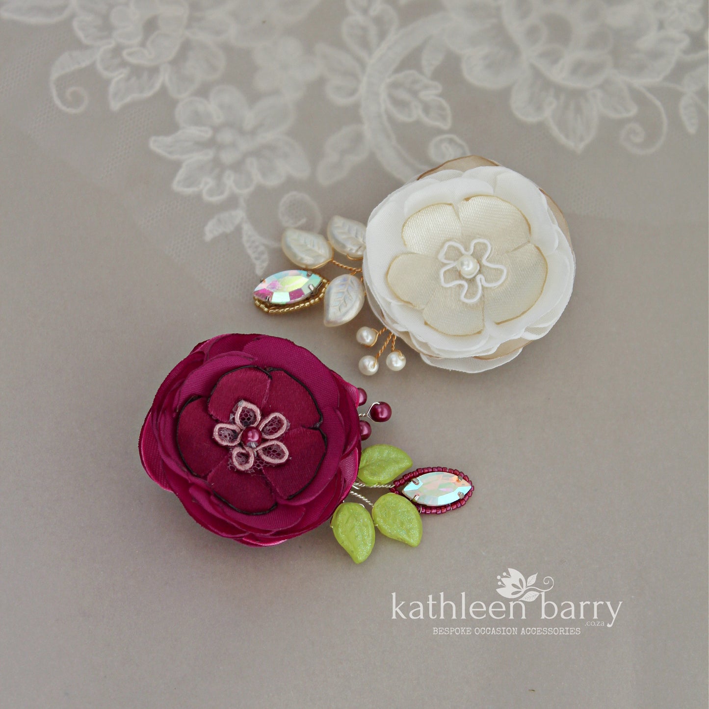 Genevieve fabric flower hair clip - assorted colors available custom colors to order
