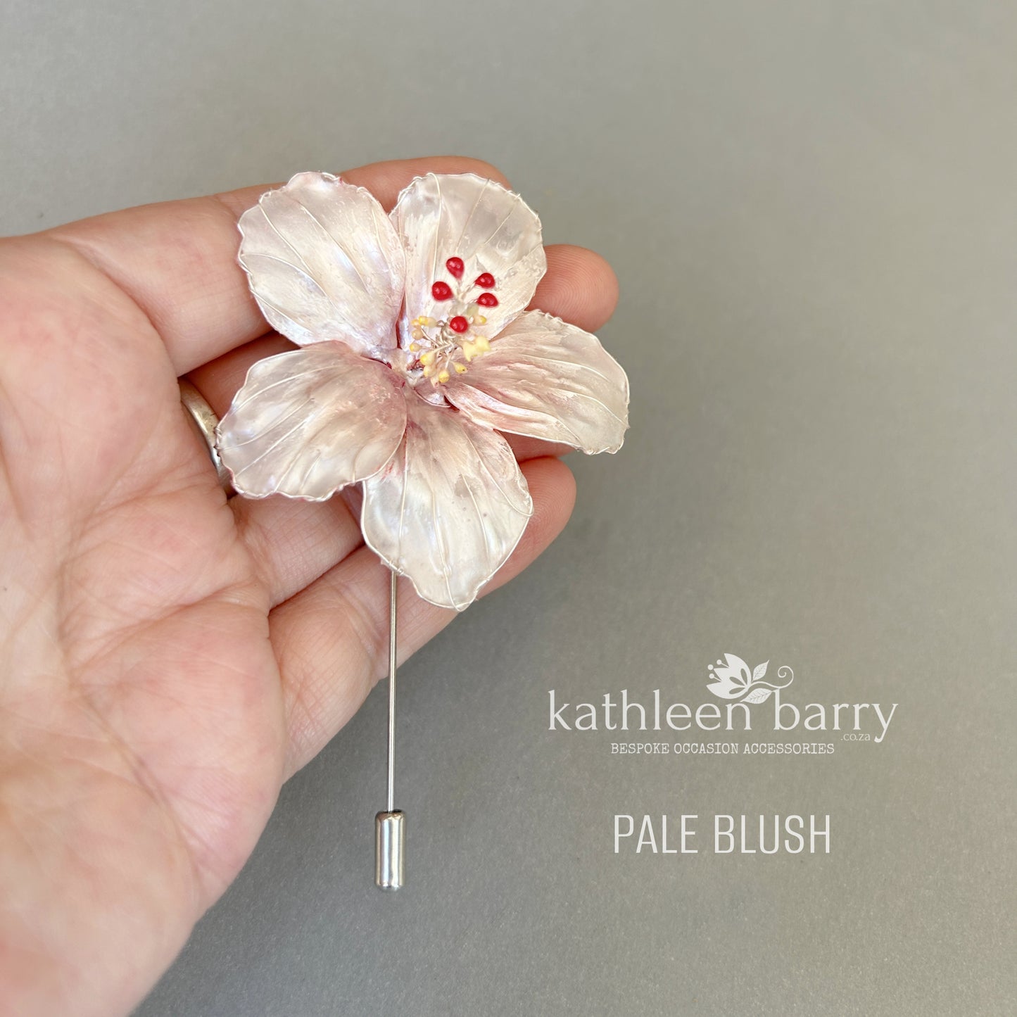 Handmade Hibiscus Lapel Pin – Custom Colour Boutonniere - beach wedding