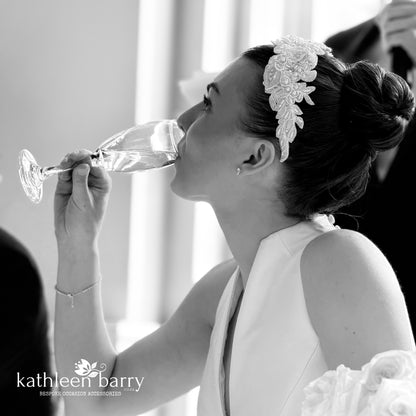 Bridal lace headpiece - head band - wedding headband bandeau - Jasmine Tookes Inspired