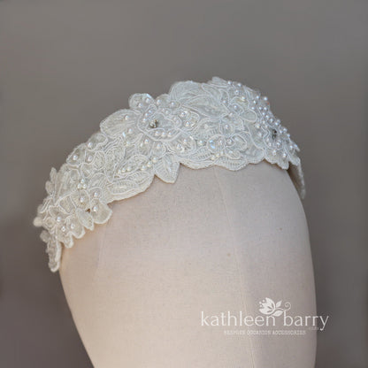 Bridal lace headpiece - head band - wedding headband bandeau - Jasmine Tookes Inspired