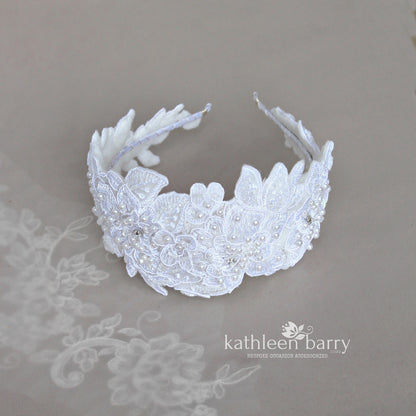 Bridal lace headpiece - head band - wedding headband bandeau - Jasmine Tookes Inspired