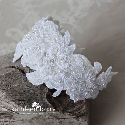 Bridal lace headpiece - head band - wedding headband bandeau - Jasmine Tookes Inspired