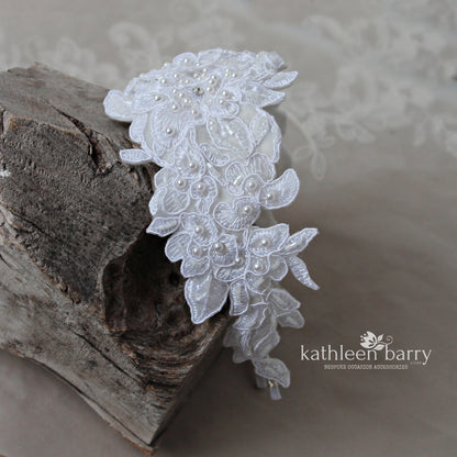 Bridal lace headpiece - head band - wedding headband bandeau - Jasmine Tookes Inspired