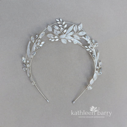 Leaf detail wedding Tiara  – custom colors available