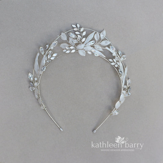 CUSTOM ORDER FOR Julia, LEAF DETAIL WINTER INSPIRED WEDDING TIARA – CUSTOM COLORS AVAILABLE
