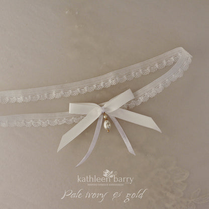Juliana Bridal tossing garter with pearl drop - assorted colors available, satin bow - Gold, silver or rose gold detailing