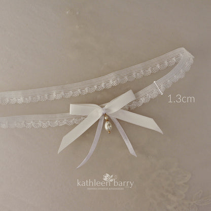 Juliana Bridal tossing garter with pearl drop - assorted colors available, satin bow - Gold, silver or rose gold detailing