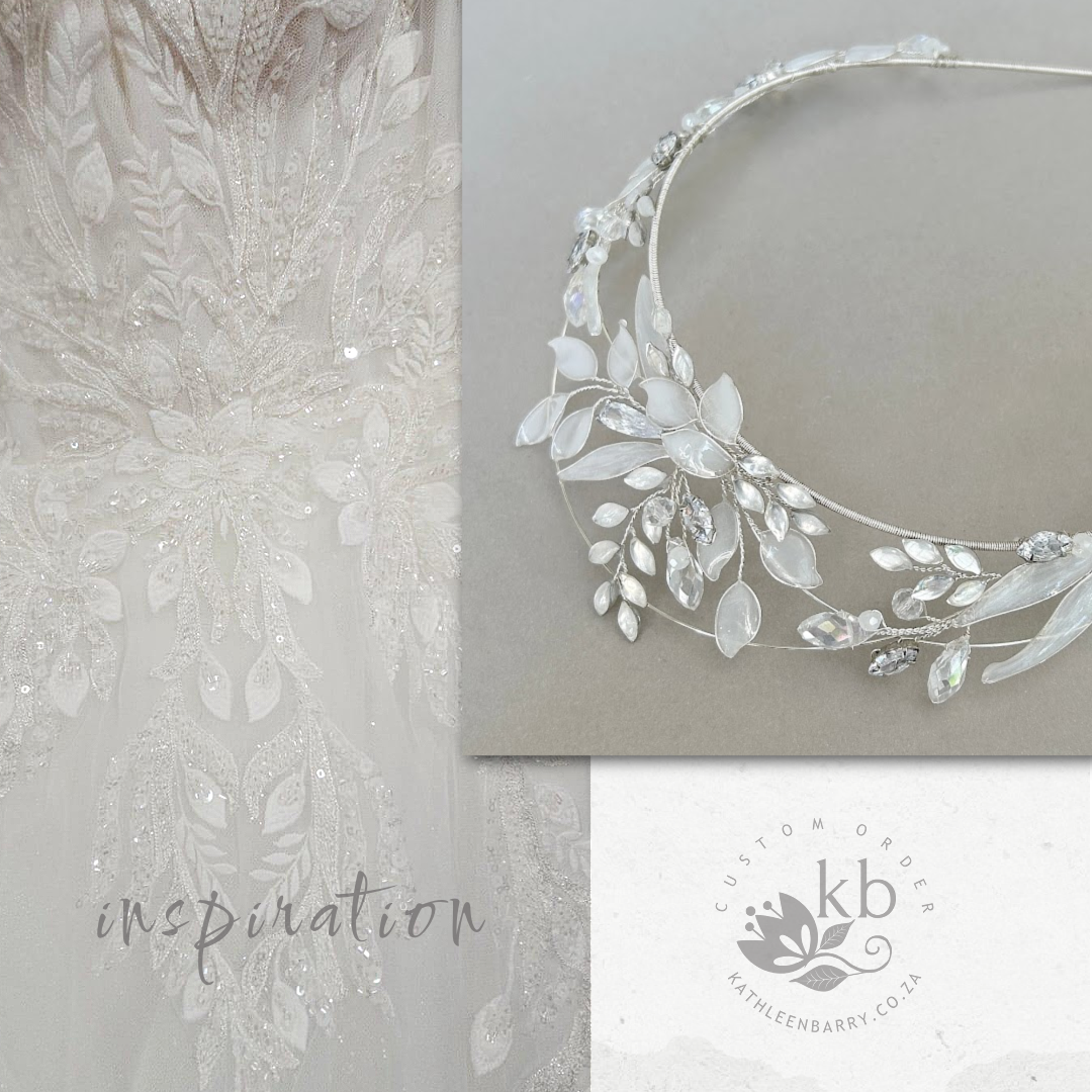 CUSTOM ORDER FOR Julia, LEAF DETAIL WINTER INSPIRED WEDDING TIARA – CUSTOM COLORS AVAILABLE