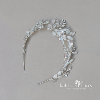 Leaf detail wedding Tiara  – custom colors available
