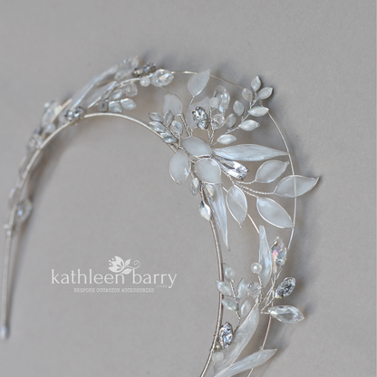 Leaf detail wedding Tiara  – custom colors available