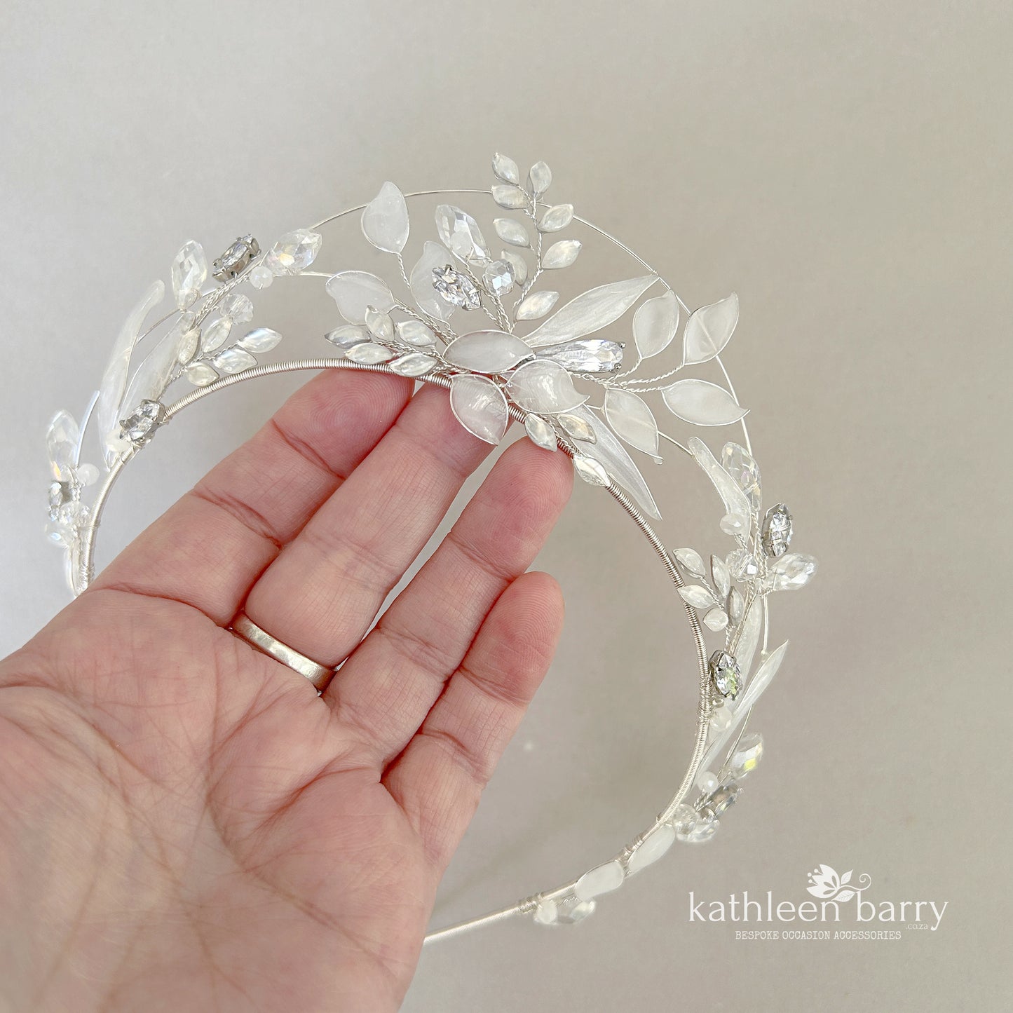CUSTOM ORDER FOR Julia, LEAF DETAIL WINTER INSPIRED WEDDING TIARA – CUSTOM COLORS AVAILABLE