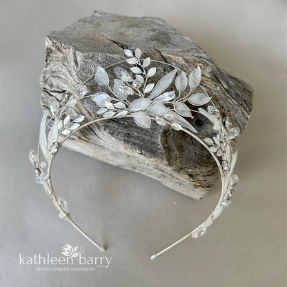 Leaf detail wedding Tiara  – custom colors available