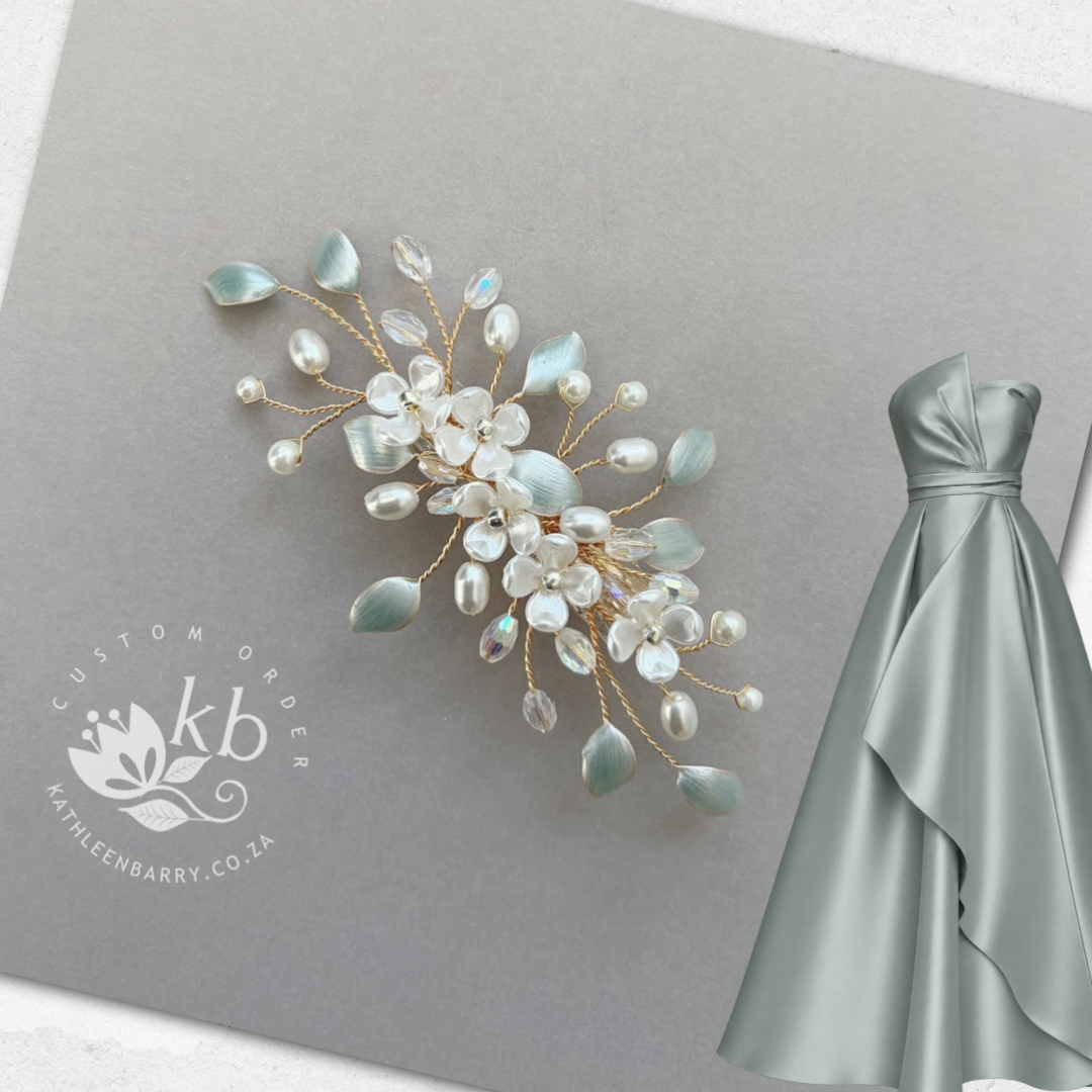 Kathy mini Dainty Bridal Hair Clip – Lightweight Floral Pearl Accessory – Silver, Gold or Rose Gold