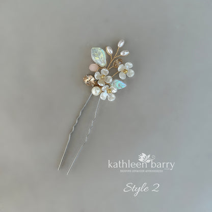 Kathy Floral Bridal Hair Pins Wedding Hair Accessories Pearl Flower Hair Pins
