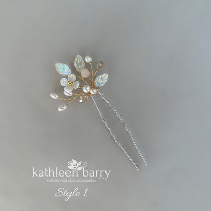 Kathy Floral Bridal Hair Pins Wedding Hair Accessories Pearl Flower Hair Pins