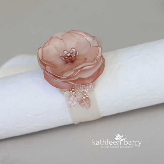 Kayla wrist corsage / cuff bracelet - Rose gold, gold or silver finish (colors on request)