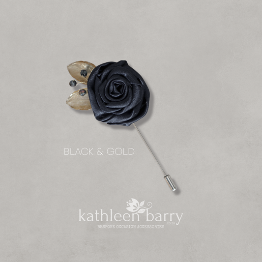 Handmade Fabric Rose Boutonnière – Custom Color Lapel Pin - Quick to despatch