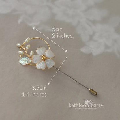 Heirloom boutonniere - Lapel pin - suit brooch (sold individually) Groom, groomsmen, Prom