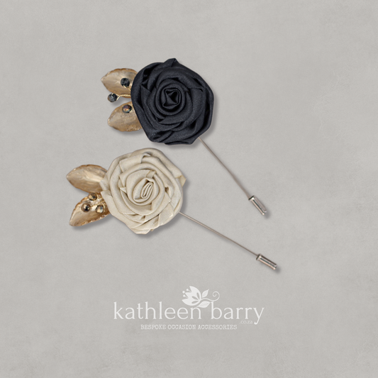 Handmade Fabric Rose Boutonnière – Custom Color Lapel Pin - Quick to despatch