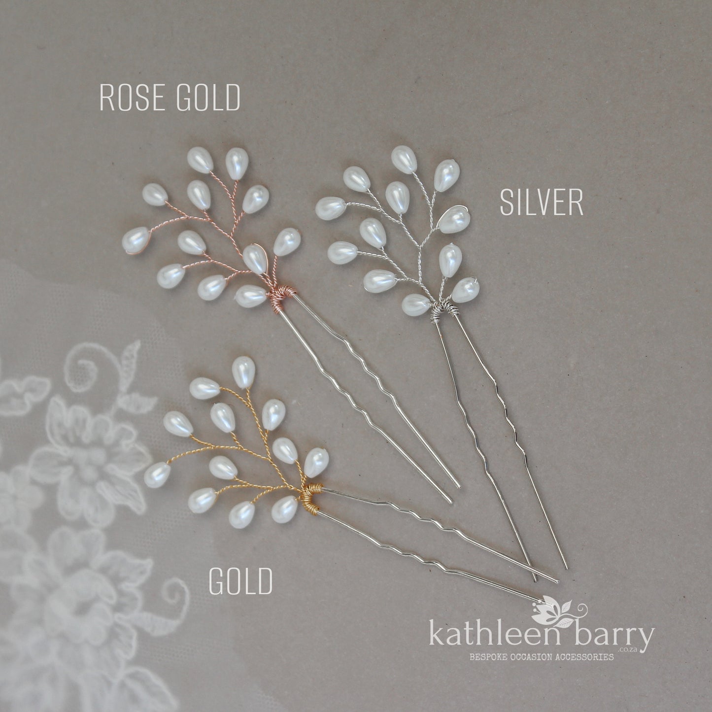 Libby hair pin simple pearl drops available in silver, gold and rose gold