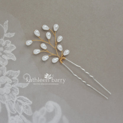 Libby hair pin simple pearl drops available in silver, gold and rose gold