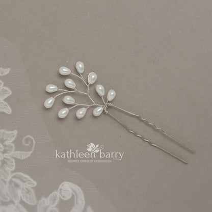 Libby hair pin simple pearl drops available in silver, gold and rose gold