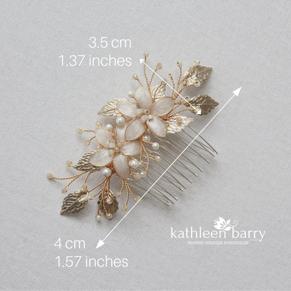 Louise floral hair comb - silver, pale gold or rose gold - Custom color options available