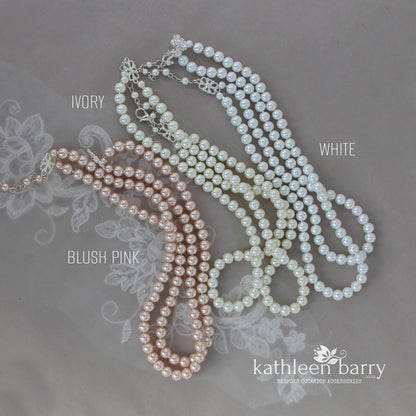 Magi double strand pearl choker necklace - Color Options Available