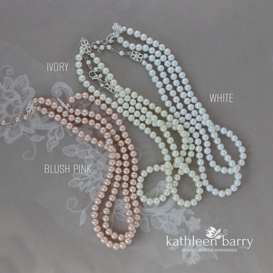 Magi double strand pearl choker necklace - Color Options Available