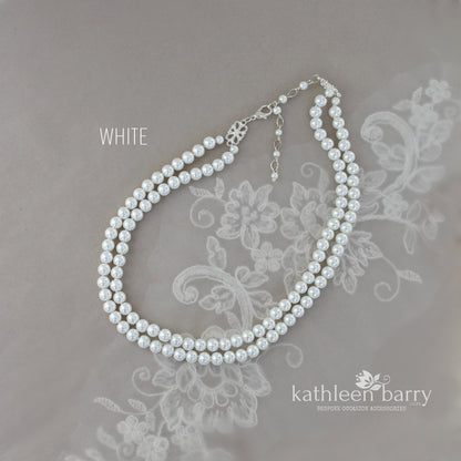 Magi double strand pearl choker necklace - Color Options Available