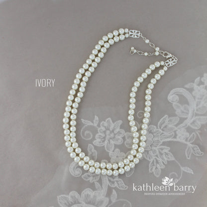Magi double strand pearl choker necklace - Color Options Available