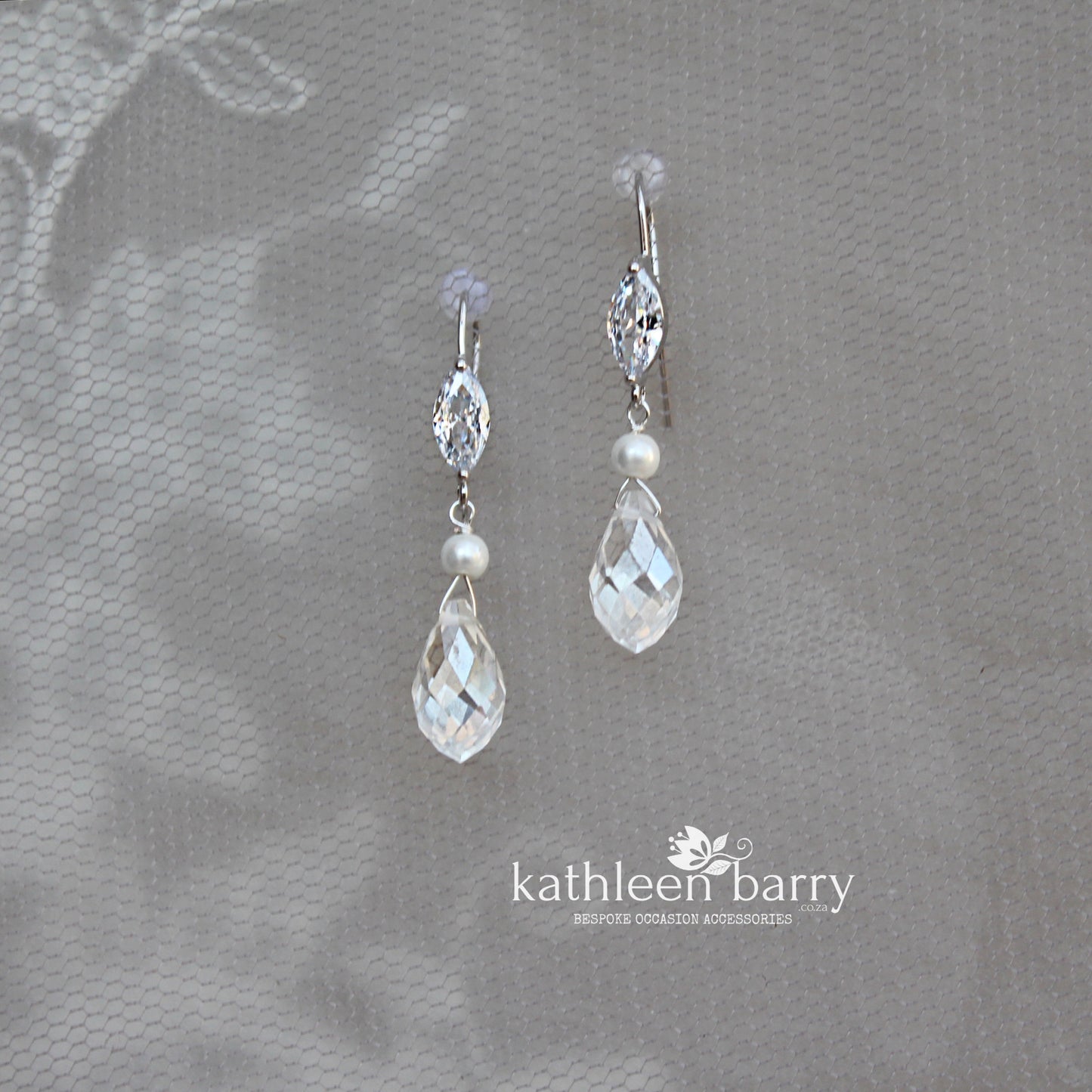 Melanie Crystal drop earrings with Cubic Zirconia detail - Silver or Gold finish (Nickel free)