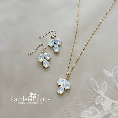 Jessica Rhinestone Earrings and necklace set (or individually) - gold or silver - assorted Rhinestone colors available