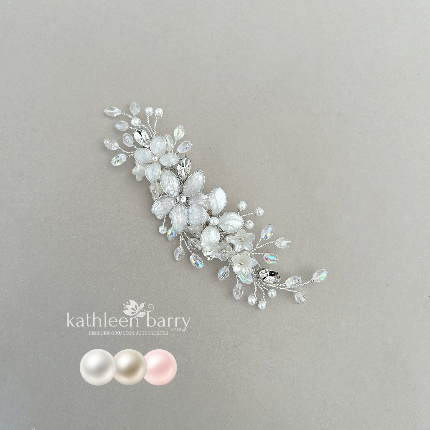 Delicate Floral Spray Wedding Hair Clip – Silver, Gold, or Rose Gold Finish STYLE: Liora