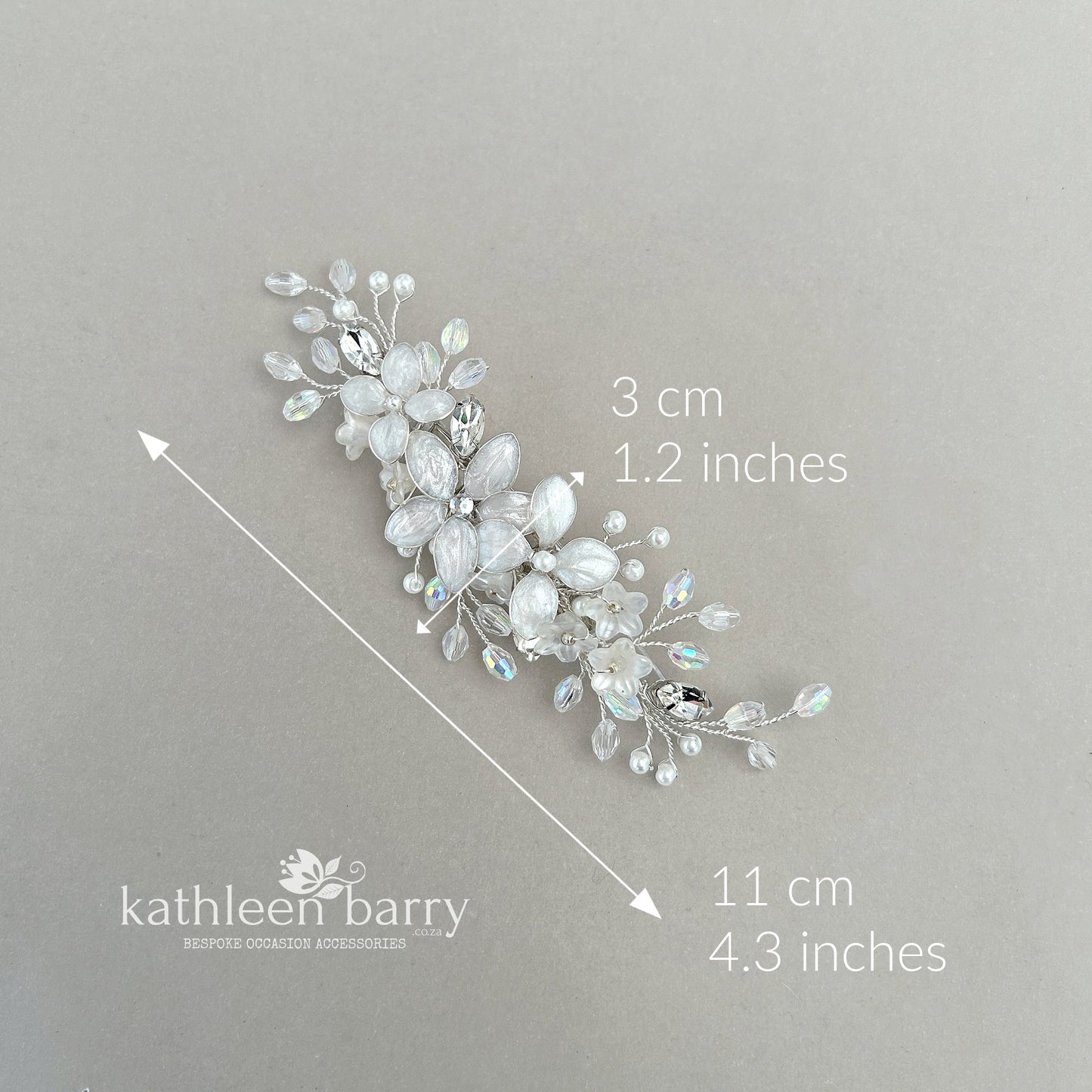 Delicate Floral Spray Wedding Hair Clip – Silver, Gold, or Rose Gold Finish STYLE: Liora
