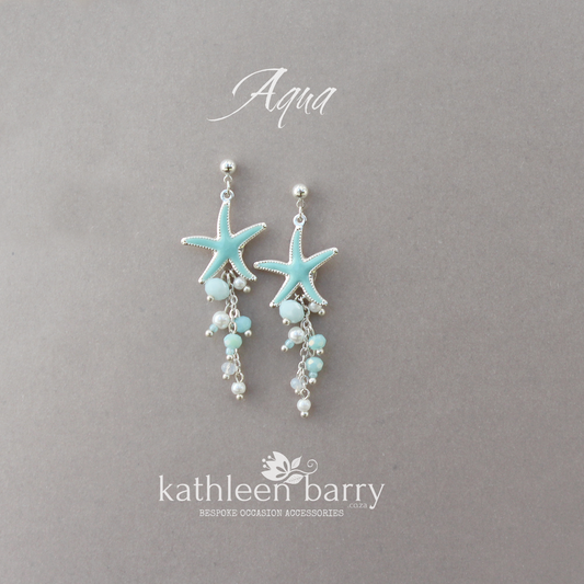 Starfish and pearl dangling earrings, beach theme wedding, assorted colors available - wedding jewelry STYLE: Tevin