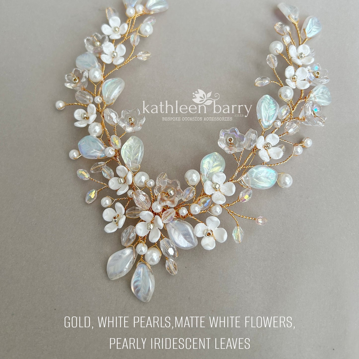 Floral statement wedding necklace bridal jewelry - Gold, silver or Rose Gold - STYLE: Kathy AB finish option