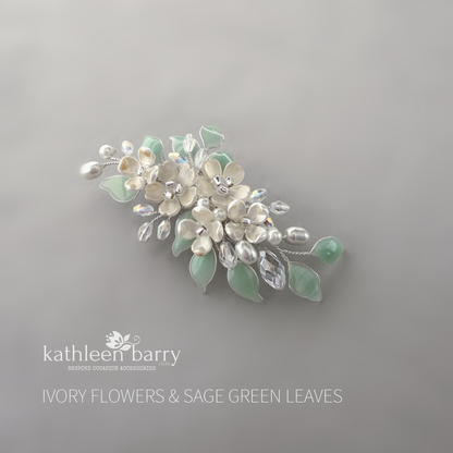 Dainty Floral Hair Clip | Bridal Hair Accessory | Custom Colours to order