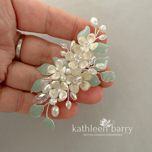 Dainty Floral Hair Clip | Bridal Hair Accessory | Custom Colours to order