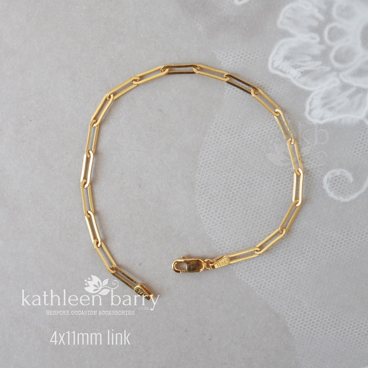 Paperclip chain link bracelet 2 link size options - Sterling silver, Gold or rose gold